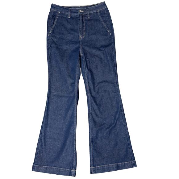 Old Navy 8 Denim Flare Leg Jeans Dark Wash Xtra High Rise Retro Secret‎ Smooth - Picture 1 of 8